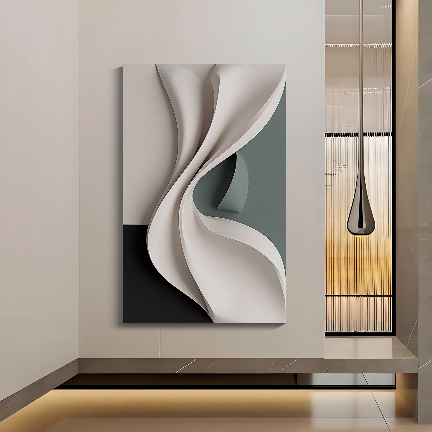 Beige, black, and dark greenWall Sculptures, 3D Wood Wall Art, Minimalist Wall Hanging Home Decor