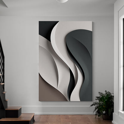 Beige and Brown Black Wall Sculptures, 3D Wood Wall Art, Minimalist Wall Hanging Home Decor