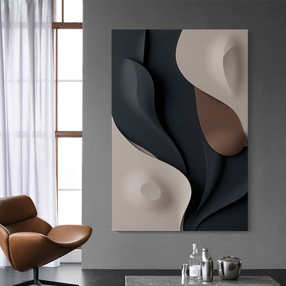 Beige and Brown Black Wall Sculptures, 3D Wood Wall Art, Minimalist Wall Hanging Home Decor