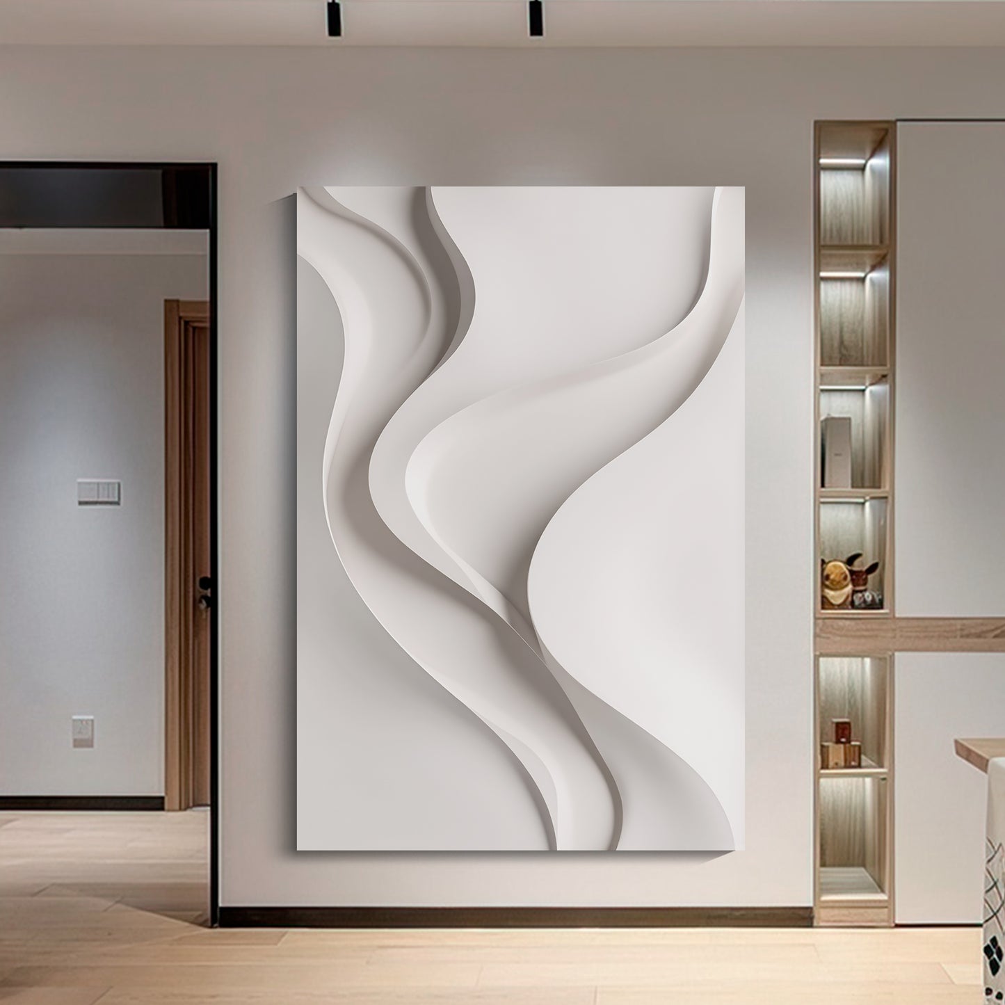 Beige Wall Sculptures, 3D Wood Wall Art, Minimalist Wall Hanging Home Decor