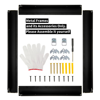 Metal Floating Picture Frame for Canvas Oil Painting, DIY Canvas Picture Frame, 1.5 Inch Depth, Floating Picture Frame for Canvas Prints Wall Art/Portrait/Landscape Living Room Bedroom Kitchen Decor (Black)