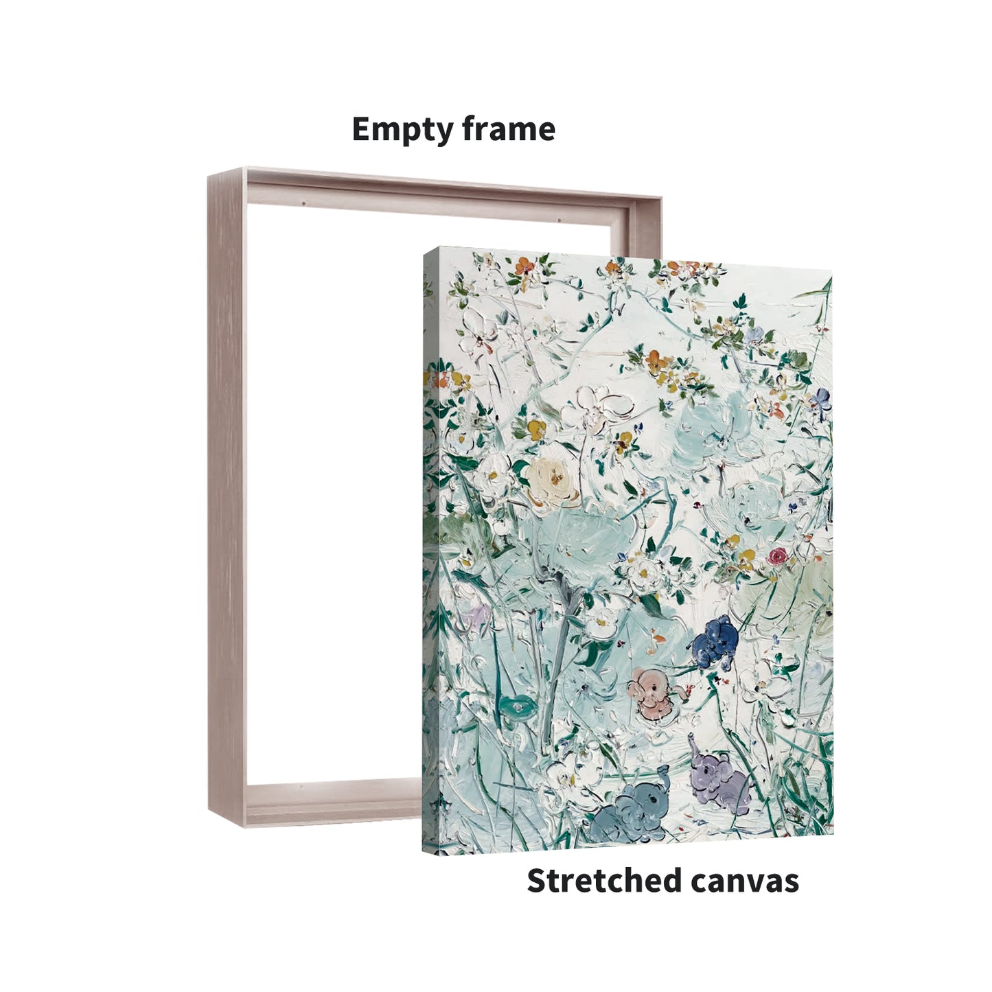 Metal Floating Picture Frame for Canvas Oil Painting, DIY Canvas Picture Frame, 1.5 Inch Depth for Canvas Prints Wall Art/Portrait/Landscape Living Room Bedroom Kitchen Decor (rose gold)