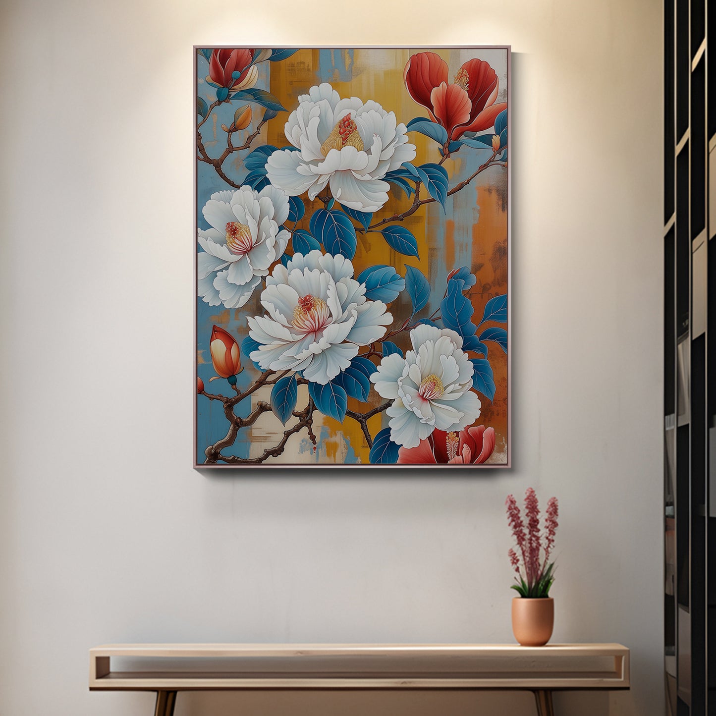 Metal Floating Picture Frame for Canvas Oil Painting, DIY Canvas Picture Frame, 1.5 Inch Depth for Canvas Prints Wall Art/Portrait/Landscape Living Room Bedroom Kitchen Decor (rose gold)