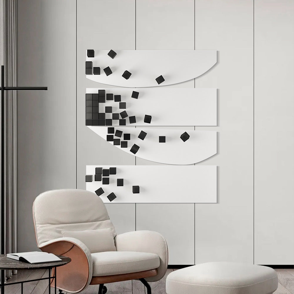 Black and White Cube Acrylic Installation Art