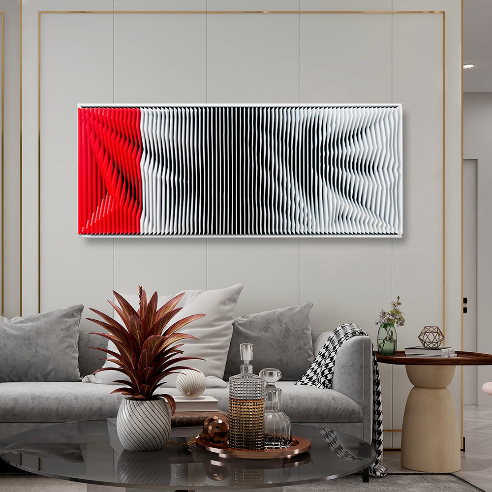 Red and White Relief Acrylic Installation Art