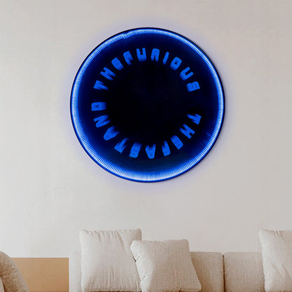 Blue Infinity Mirror Lighting Installation Art