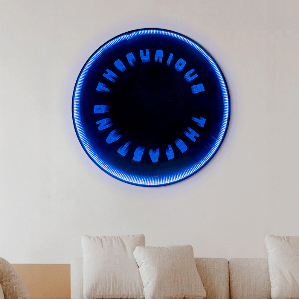 Blue Infinity Mirror Lighting Installation Art