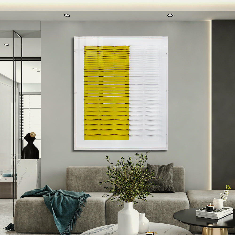 White and Yellow Blinds Shape Acrylic Installation Art