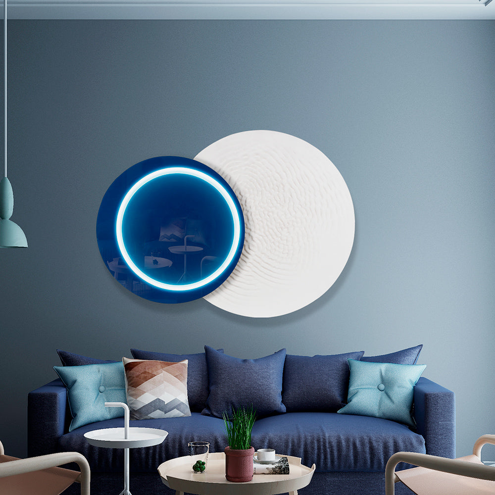 Blue Circular Light Installation Art