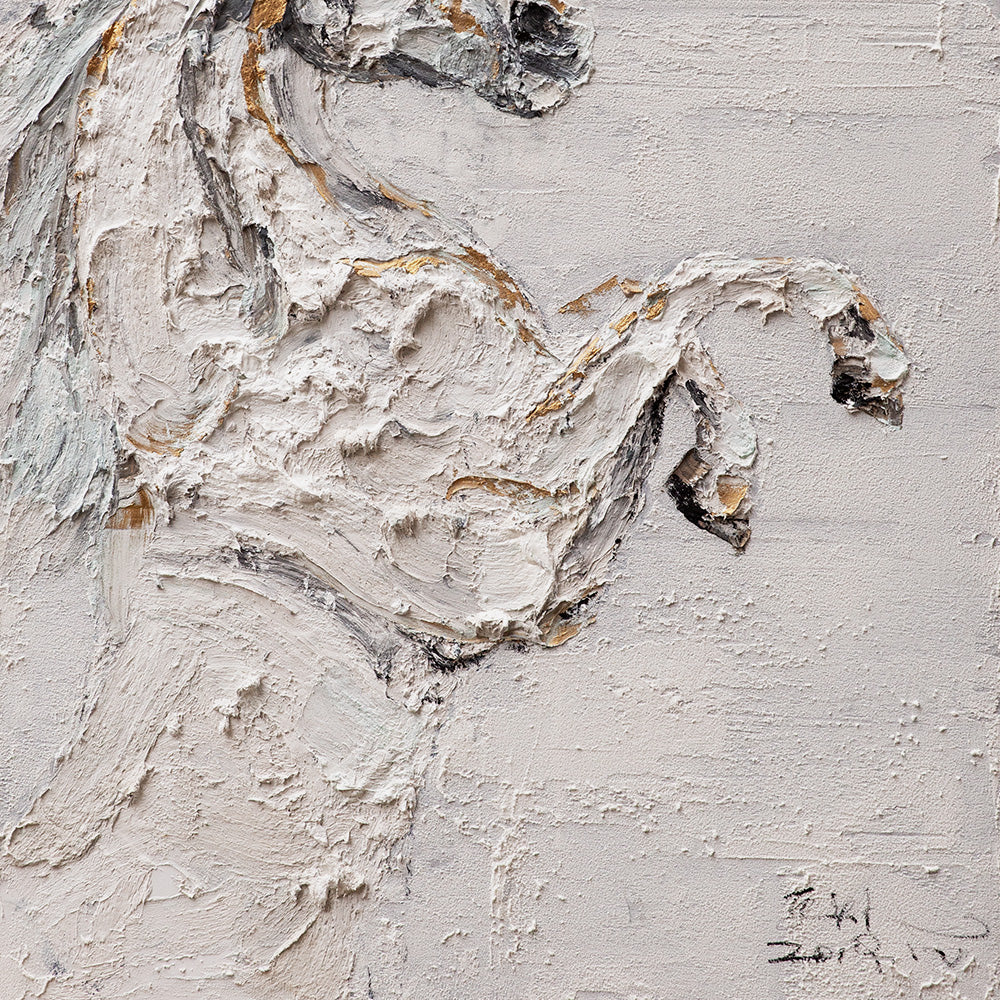 "White Horse"Mixed Media Painting