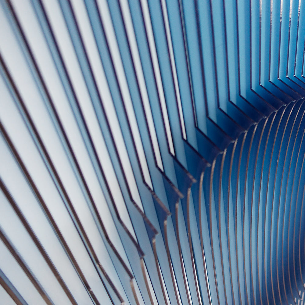 Blue Concave Round Acrylic Installation Art