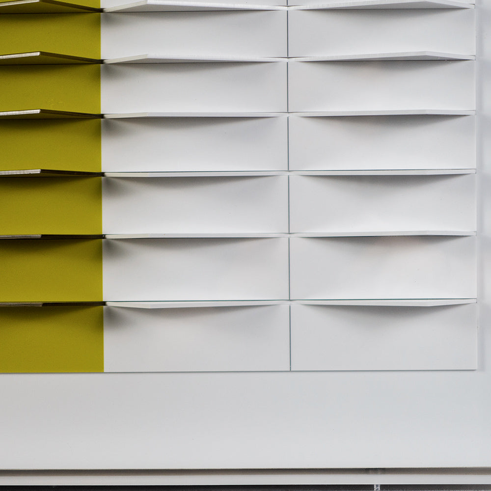 White and Yellow Blinds Shape Acrylic Installation Art