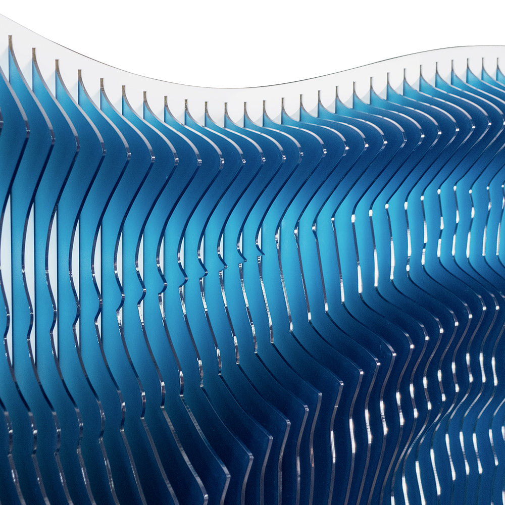 Dark Blue Wave Shape Acrylic Installation Art