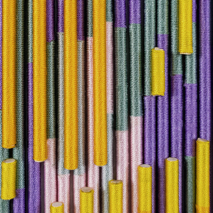 Colorful line wood carving installation art