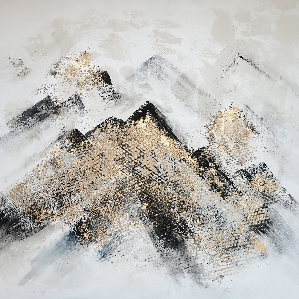 "Foggy Mountains" Mixed Media Painting
