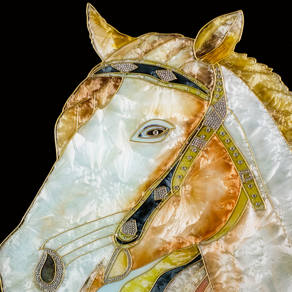 White Horse Enamel Craft Installation Art
